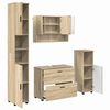 vidaXL Vannitoa m&ouml;&ouml;bleset 4 pcs Sonoma tamm T&ouml;&ouml;deldud puit ja metall