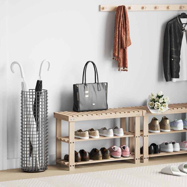 vidaXL kaks &uuml;hes jalatsiriiul pingiga, nulupuit