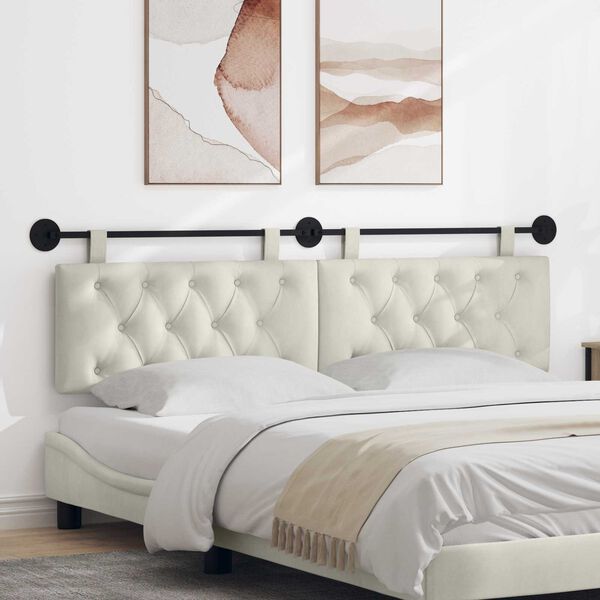 vidaXL Rippuv Peatoe Seinale kinnitatav cream 170 x 55 x 7 cm Samet