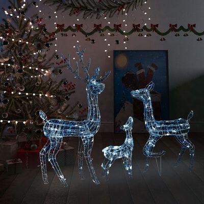 vidaXL akrüülist põhjapõtrade perekond, 300 külma valget LEDi