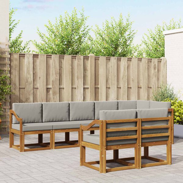 vidaXL V&auml;li diivanikomplekt padjaga 8 pcs Looduslik ja Hele Hall