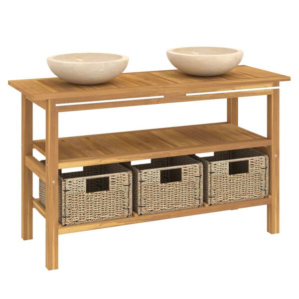 vidaXL vannitoakapp kreemjate marmorvalamutega, tiikpuu