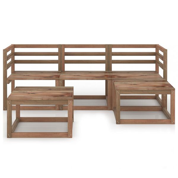 vidaXL 5-osaline aiadiivani komplekt pruun immutatud m&auml;nnipuit