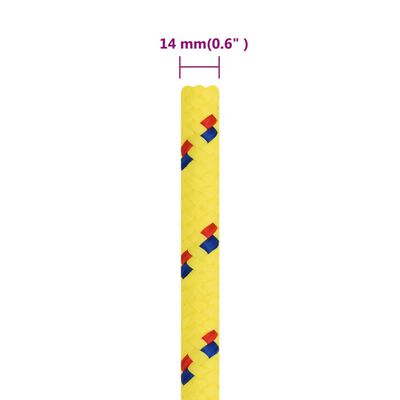 vidaXL paadiköis, kollane, 14 mm, 50 m, polüpropüleen