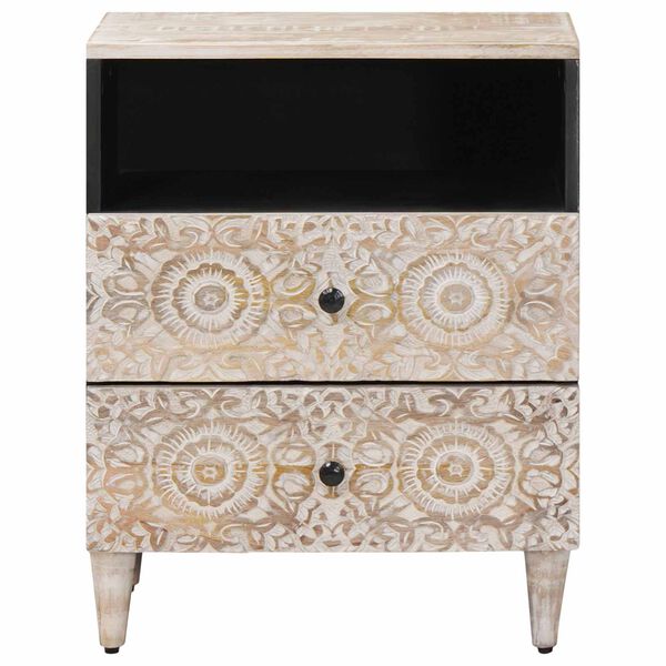 vidaXL Voodikapp sahtliga Valge 50 x 33 x 60 cm Tugev mango puu