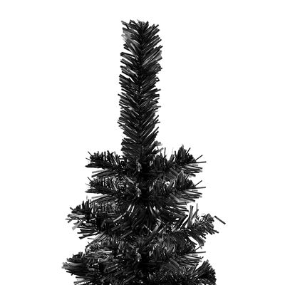 vidaXL kitsas valgustatud kunstkuusk kuulidega, must, 150 cm