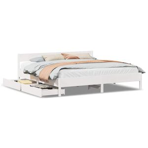 vidaXL voodiraam ilma madratsita, valge, 200 x 200 cm, m&auml;nnipuit