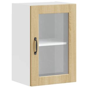 vidaXL klaasuksega k&ouml;&ouml;giseinakapp, Porto, Sonoma tamm