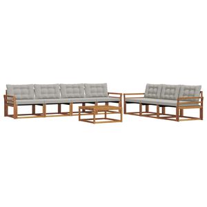 vidaXL V&auml;li diivanikomplekt padjaga 8 pcs Looduslik ja Hele Hall