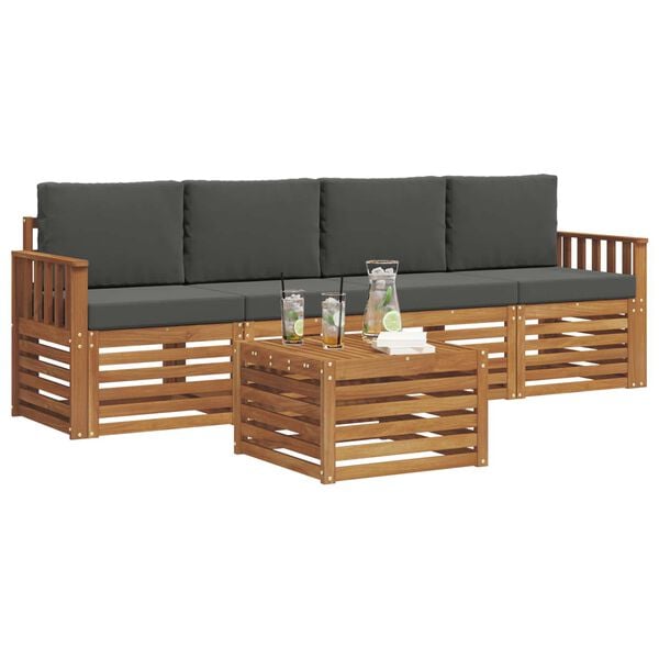 vidaXL Diivanikomplektid padjaga Looduslik ja antriit Tugev akatsiapuu