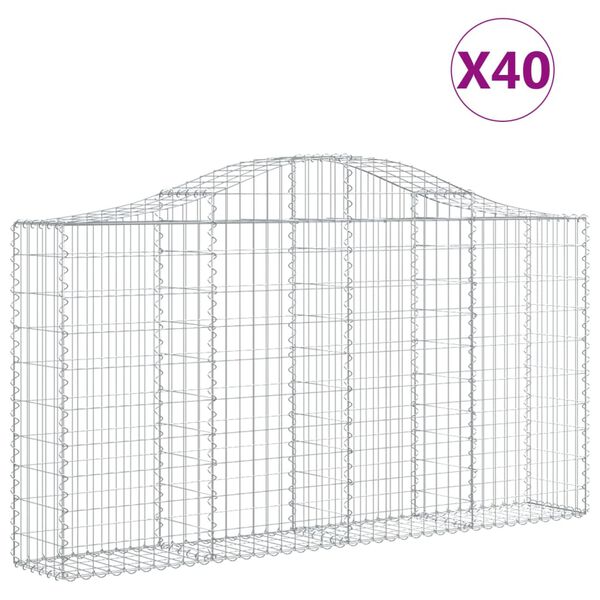 vidaXL kaarekujulised gabioonkorvid 40 tk, 200x30x100/120 cm, raud