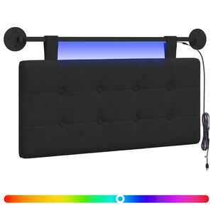 vidaXL Rippuv voodipeats LED-valgustusega Must kangas