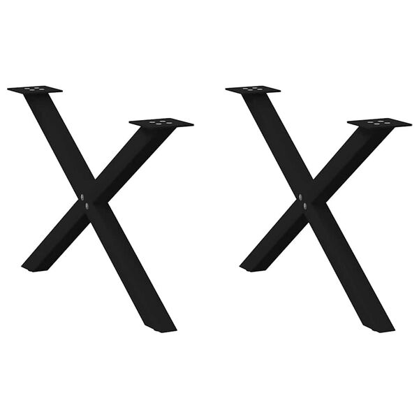 vidaXL kohvilaua jalad, X-kujulised, 2 tk, mustad, 70 x (42&ndash;43) cm, teras