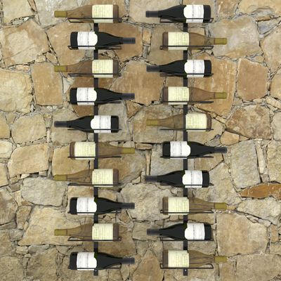 vidaXL seinale kinnitatavad veiniriiulid 20 pudelile, 2 tk, must metall