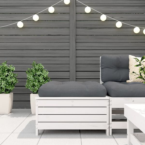 vidaXL aia jalapink padjaga, valge, männipuit