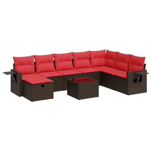 vidaXL 8-osaline aiadiivani komplekt patjadega, pruun, pol&uuml;rotang