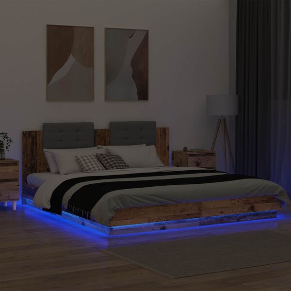 vidaXL Peatsiga voodiraam peaga Vana puit 200 x 200 cm Tehispuit