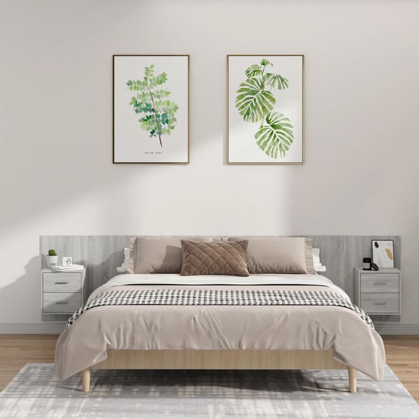 vidaXL voodipeats kappidega, hall Sonoma tamm, tehispuit