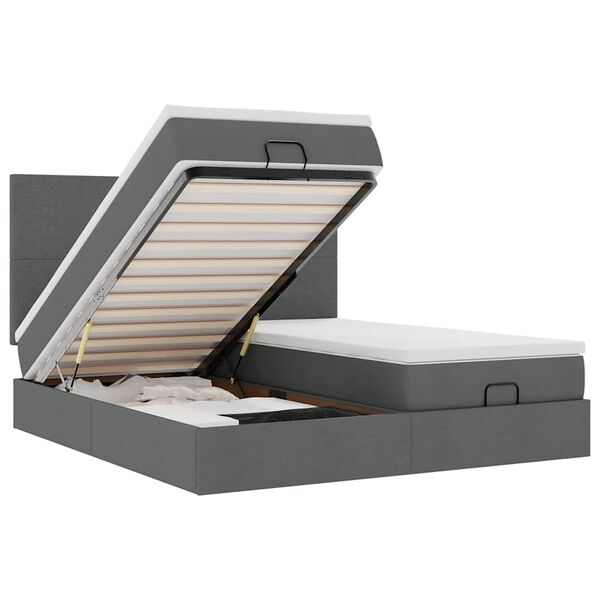 vidaXL Ottomani voodiraam madratsitega, tumehall, 160x200cm, kangas