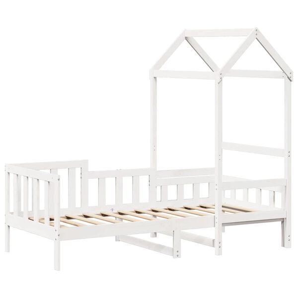 vidaXL p&auml;evavoodi katusega ilma madratsita, valge, 80 x 200 cm, puit