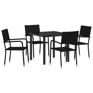 vidaXL Aia s&ouml;&ouml;gilaudade komplekt padjaga 5 pcs Must pol&uuml;rotang