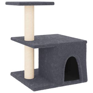 vidaXL kassimaja sisalk&ouml;itega kraapimispostidega, tumehall, 48 cm