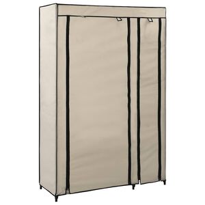 vidaXL kokkupandav riidekapp, kreemjasvalge, 110 x 45 x 175 cm, kangas