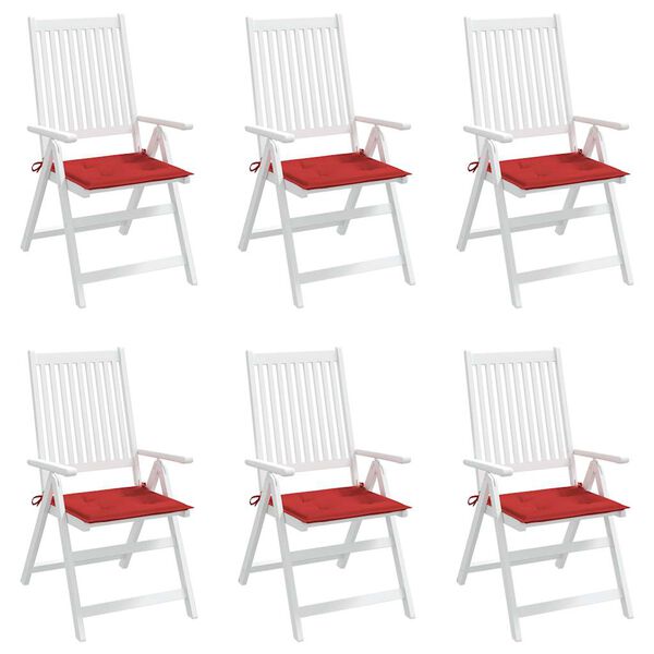 vidaXL aiatooli istmepadjad 6 tk, punane, 40x40x4 cm, kangas