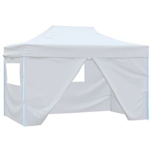 vidaXL professionaalne kokkupandav peotelk 4 k&uuml;lgseina 280x410x315 cm teras valge