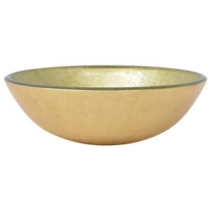 vidaXLi valamu karastatud klaasist, 42 cm, kuldne