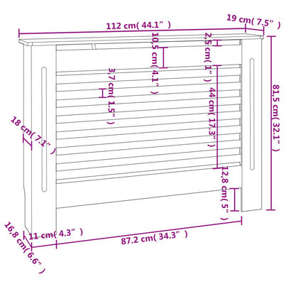 vidaXL radiaatorikate valge 112 x 19 x 81,5 cm, MDF