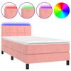 vidaXL kontinentaalvoodi madrats, LED, roosa, 80x200 cm, samet