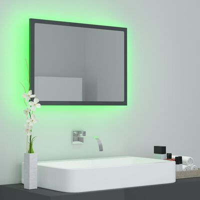 vidaXL LED vannitoa peeglikapp, hall, 60x8,5x37 cm, akrüül