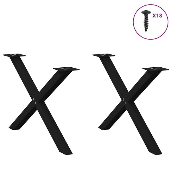 vidaXL kohvilaua jalad, X-kujulised, 2 tk, mustad, 70 x (42&ndash;43) cm, teras
