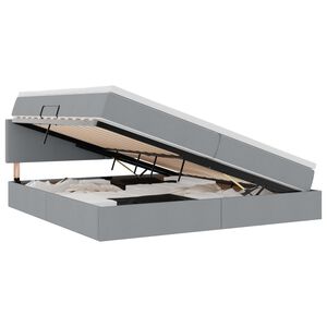 vidaXL LED-valgusega hoiuvoodi madratsiga Helehall 200 x 200 cm kangas