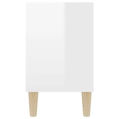vidaXL puitjalgadega telerikapp, kõrgläikega valge, 103,5x30x50 cm
