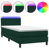 vidaXL kontinentaalvoodi madrats ja LED Tumeroheline 100x220 cm samet