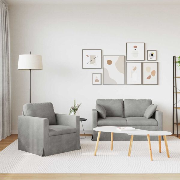 vidaXL Diivan 2 pcs Helehall 138 x 78 x 80 cm Samet