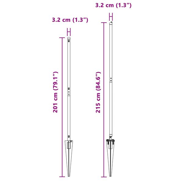 vidaXL Aiapost Muu 26 pcs Hall 3,2 x 3,2 x 170 cm Teras