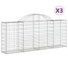 vidaXL kaarekujulised gabioonkorvid 3 tk, 200x30x80/100 cm, raud