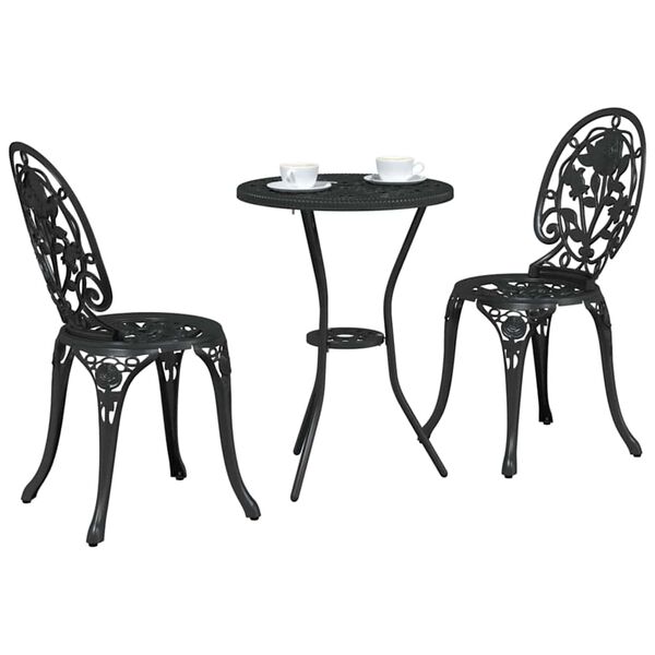 vidaXL Aia Bistroo Komplekt 3 pcs Must Alumiinium