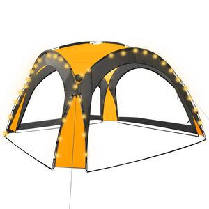 vidaXL peotelk LEDi ja 4 k&uuml;lgseinaga, 3,6 x 3,6 x 2,3 m kollane