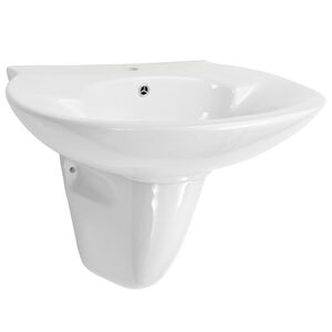 vidaXL seinale kinnitatav keraamiline valamu, valge, 690x520x210 mm