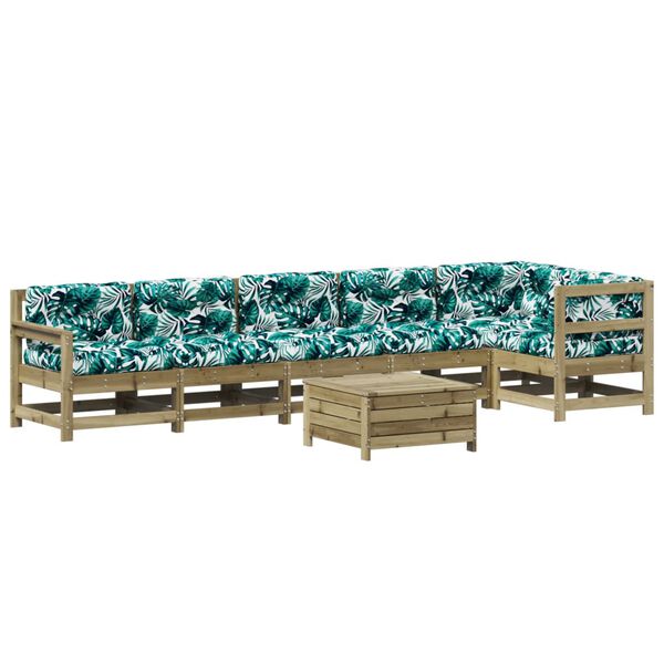 vidaXL 7-osaline aiam&ouml;&ouml;bli komplekt patjadega, immutatud m&auml;nnipuit