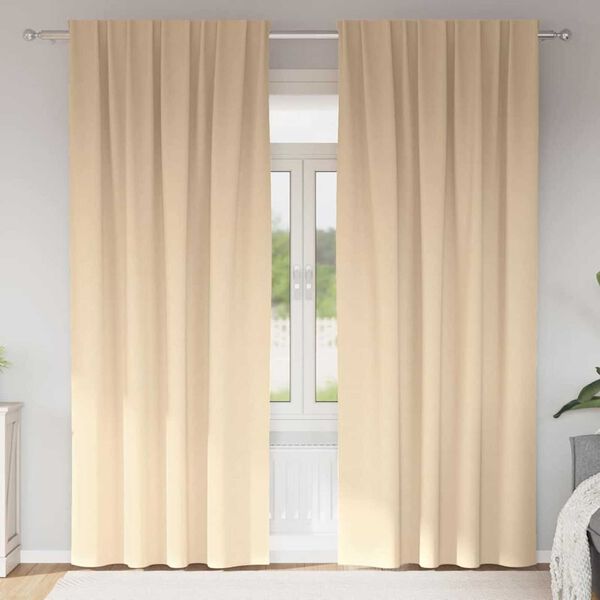 vidaXL Kardinad r&otilde;ngastega 2 pcs cream 245 x 140 cm Pol&uuml;ester