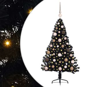 vidaXL Tehis pre-lit j&otilde;ulupuu koos 150 LED-iga Must 120 cm PVC