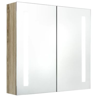 vidaXL LED vannitoa peegelkapp, tamm, 62 x 14 x 60 cm