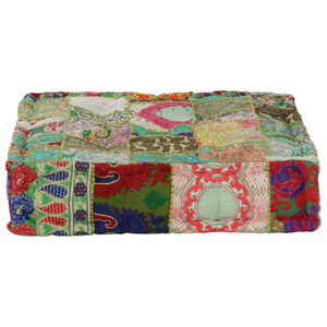 vidaXL lapitehnikas tumba, puuvill, k&auml;sit&ouml;&ouml;, 50x50x12 cm, roheline