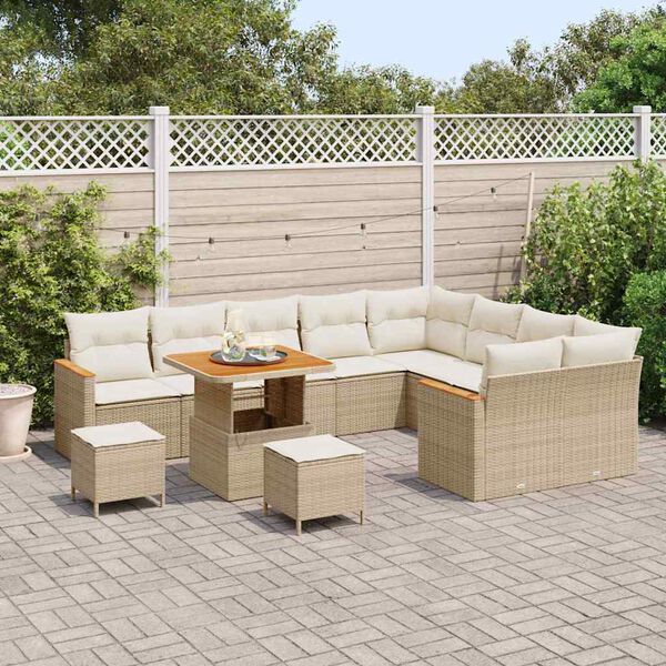 vidaXL Aia Diivanikomplekt padjaga padjaga 12 pcs Beež Pol&uuml; Rattan