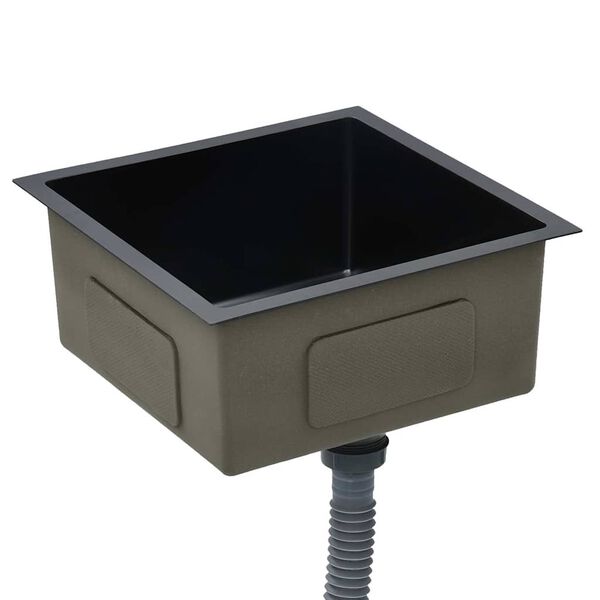 vidaXL käsitsi valmistatud köögivalamu, must, roostevaba teras